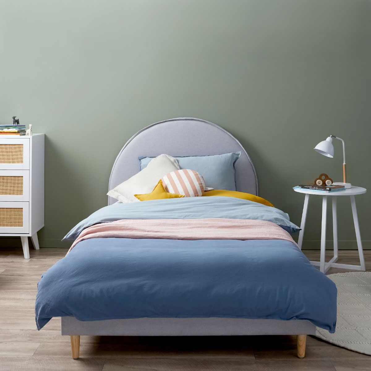 Imogen King Single Bed - Light Grey