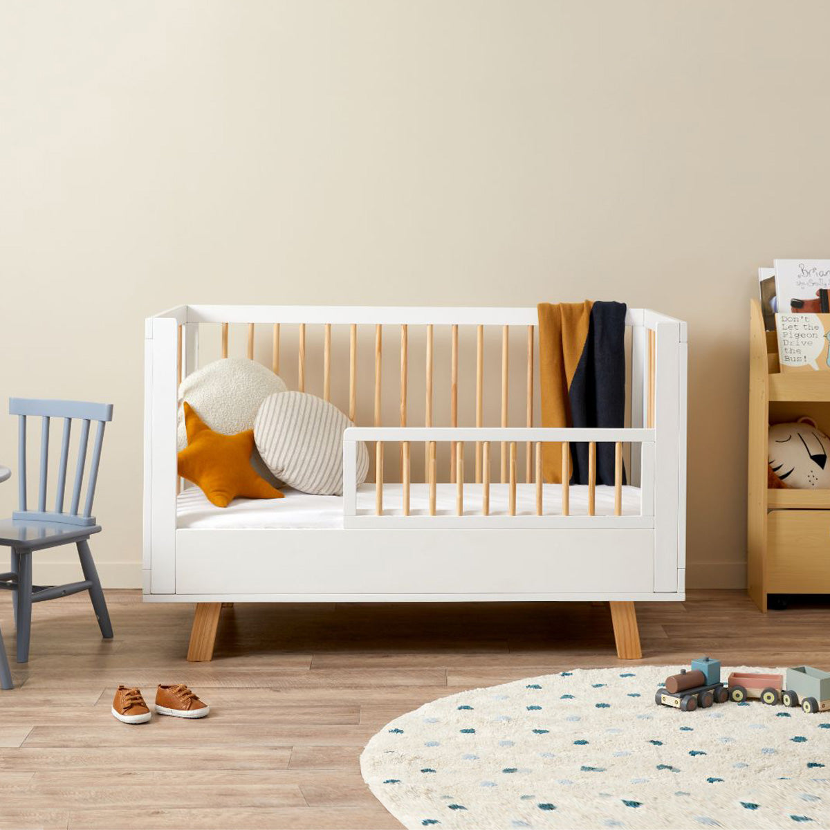 Aspen Cot Toddler Bed Half Frame - White/Natural