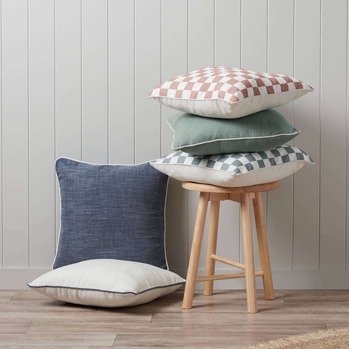 Mocka Piped Cushion - White/Navy - Mocka New Zealand