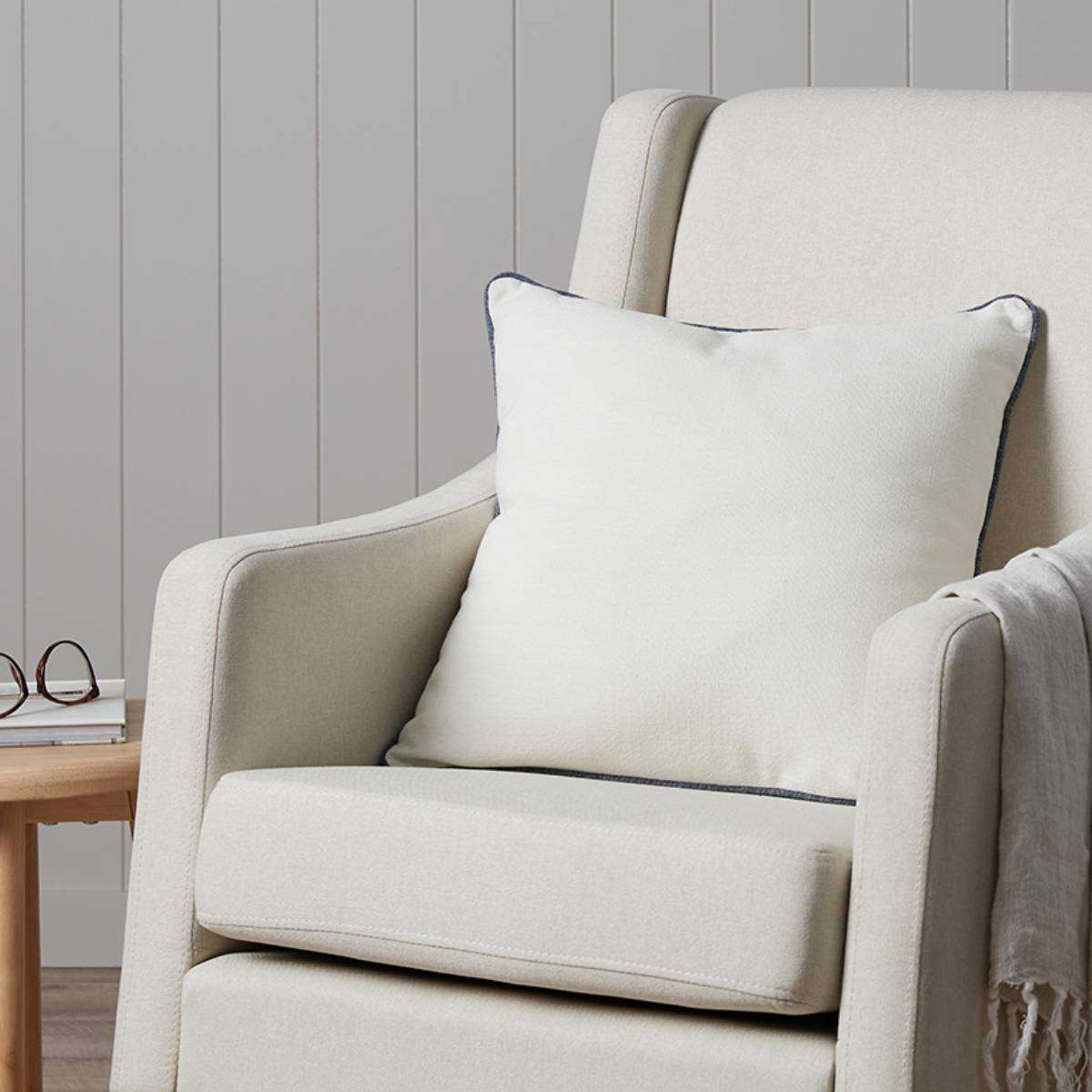 Mocka Piped Cushion - White/Navy - Mocka New Zealand