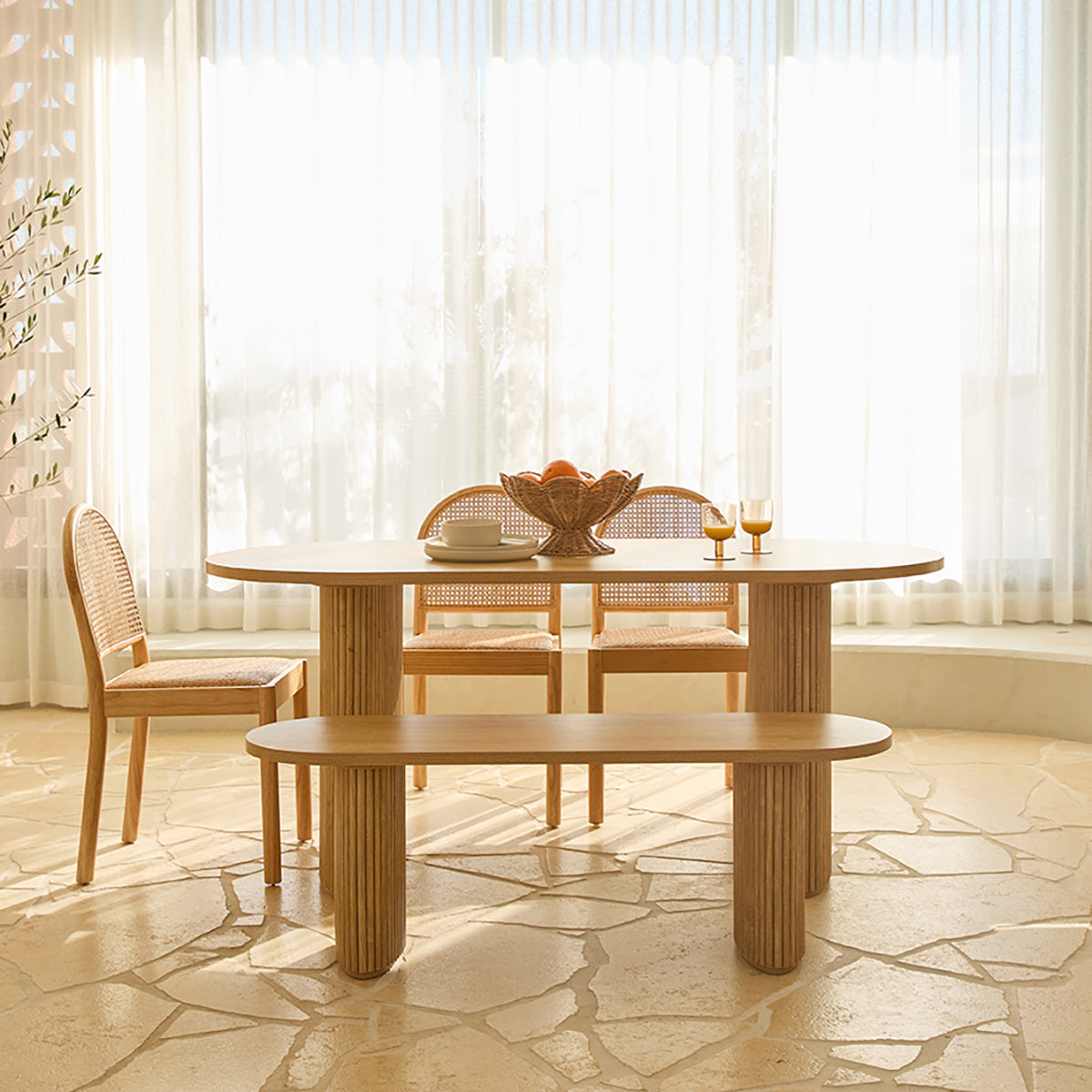 Amara Six Seater Dining Table - Natural - Mocka New Zealand