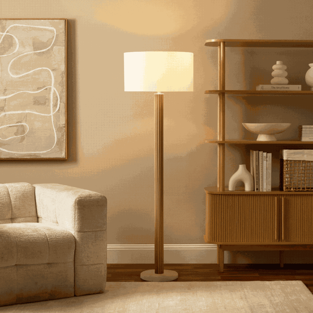 Eve White Marble Base Floor Lamp - Mocka New Zealand