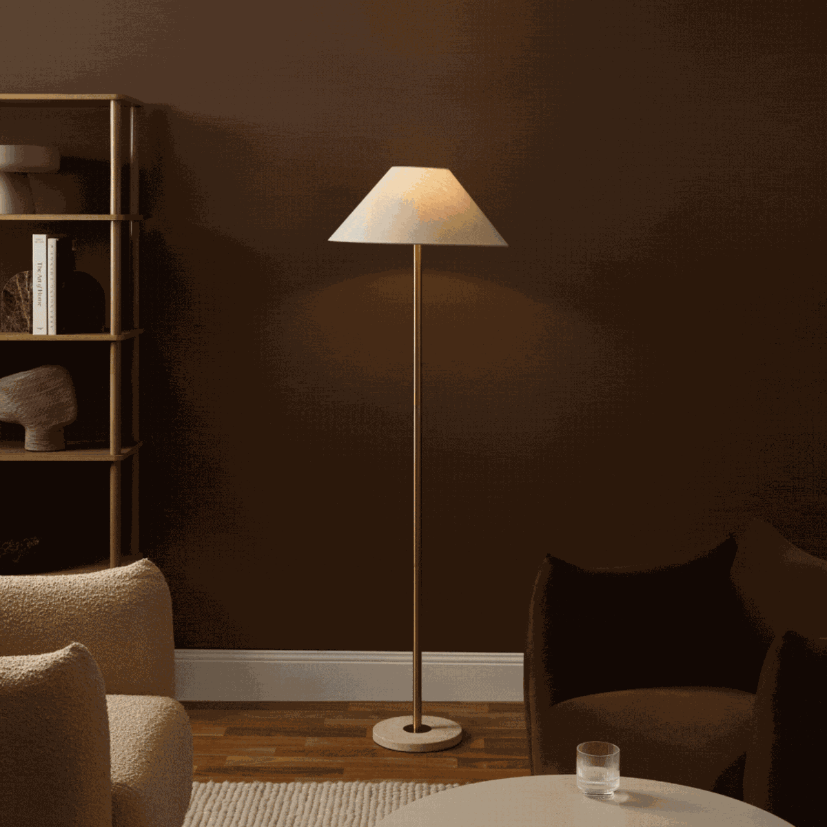 Phoebe Travertine Base Floor Lamp