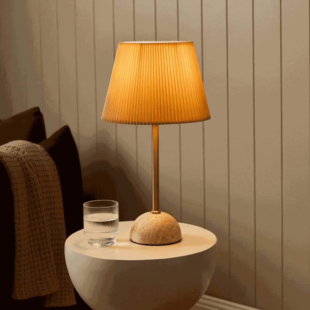 Elin Travertine Base Table Lamp - Mocka New Zealand