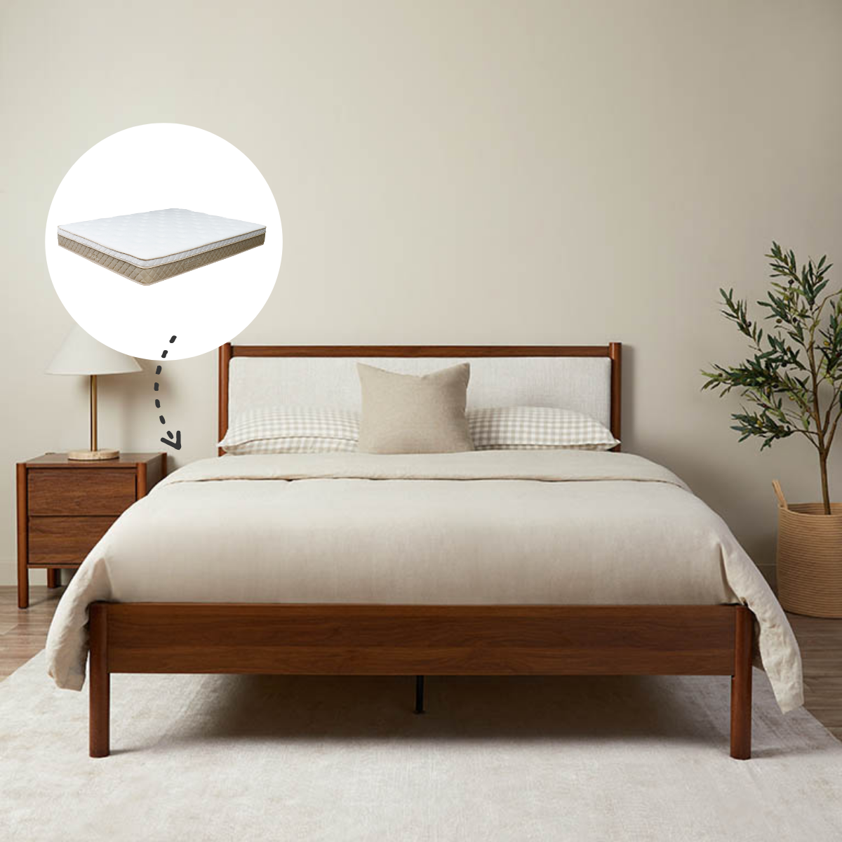 Blair Queen Bed Walnut and Bamboo Queen Mattress Bundle - Mocka New Zealand