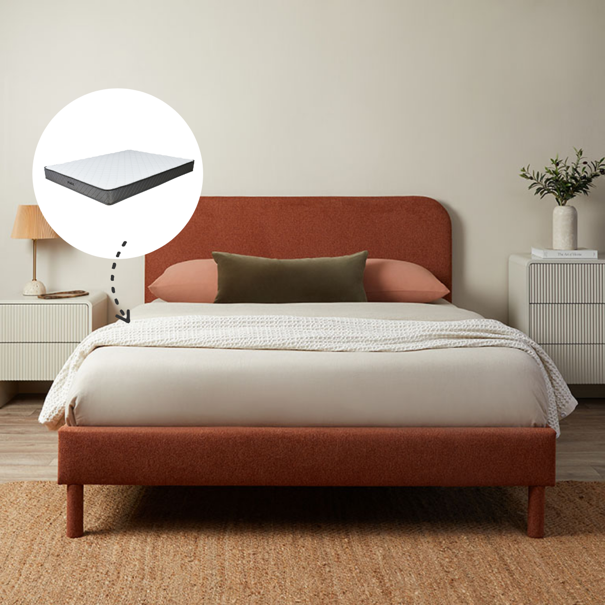 Melvin Queen Bed and Vale Queen Mattress Bundle - Mocka New Zealand