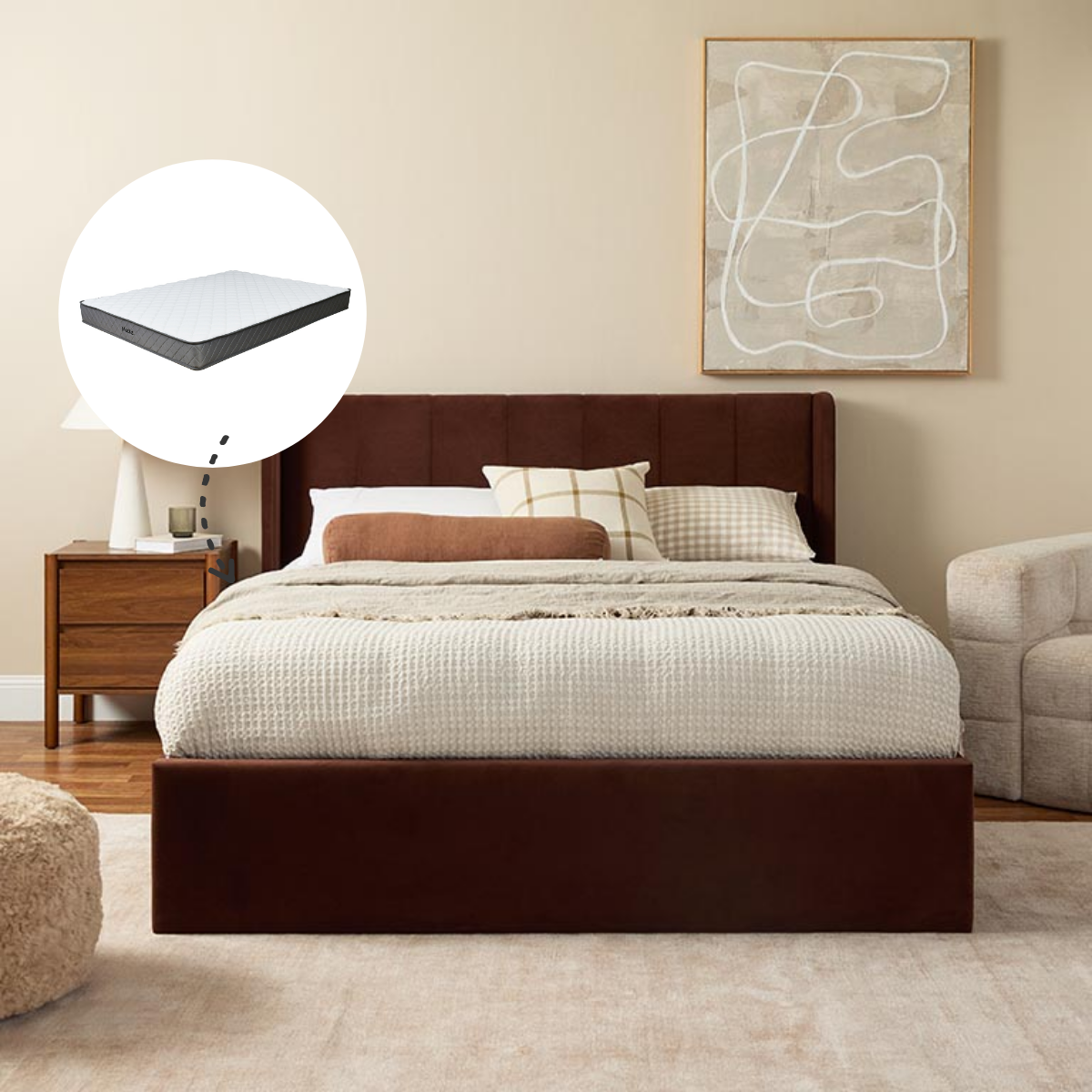 Quinn Queen Bed Chocolate and Vale Queen Mattress Bundle - Mocka New Zealand
