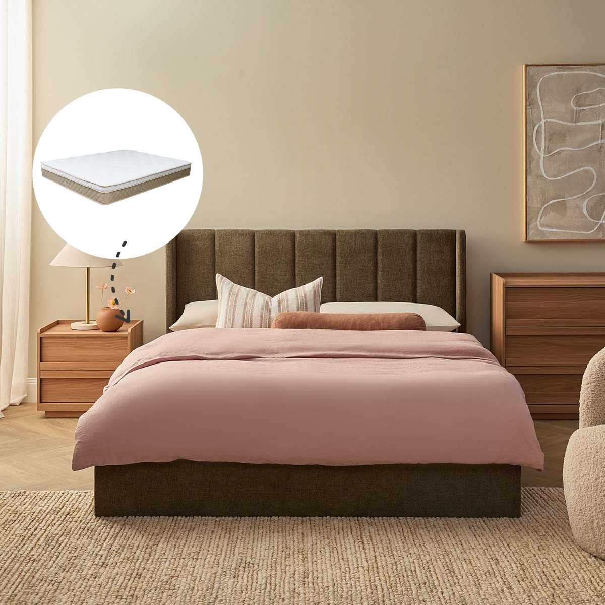 Quinn Storage Queen Bed Dark Green and Bamboo Queen Mattress Bundle - Mocka New Zealand