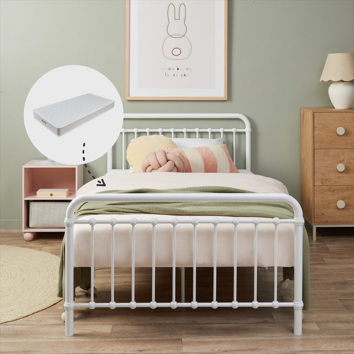 Sonata King Single Bed White Bundle with Mattress | Mocka