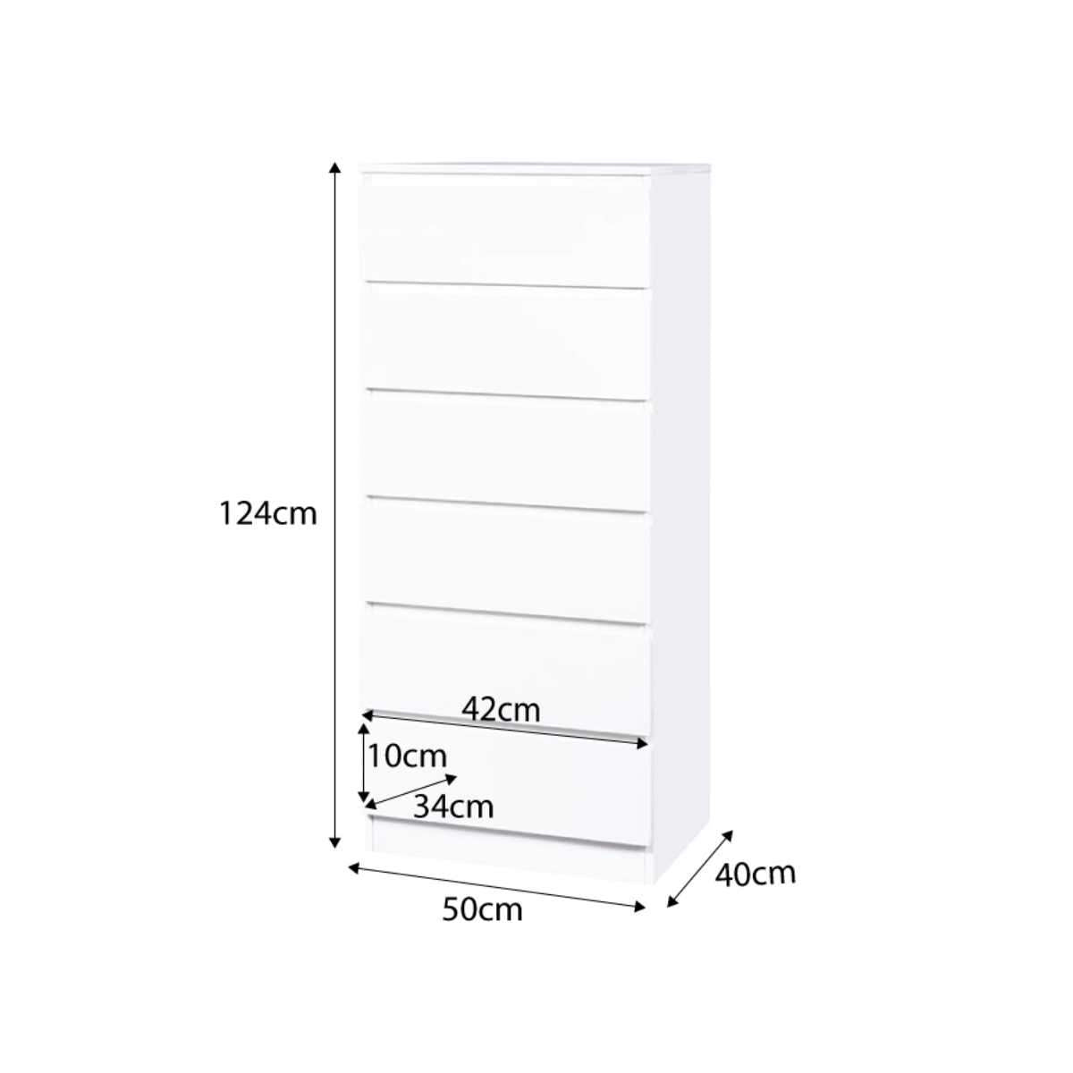 Jolt Six Drawer - Slim - White - Mocka New Zealand