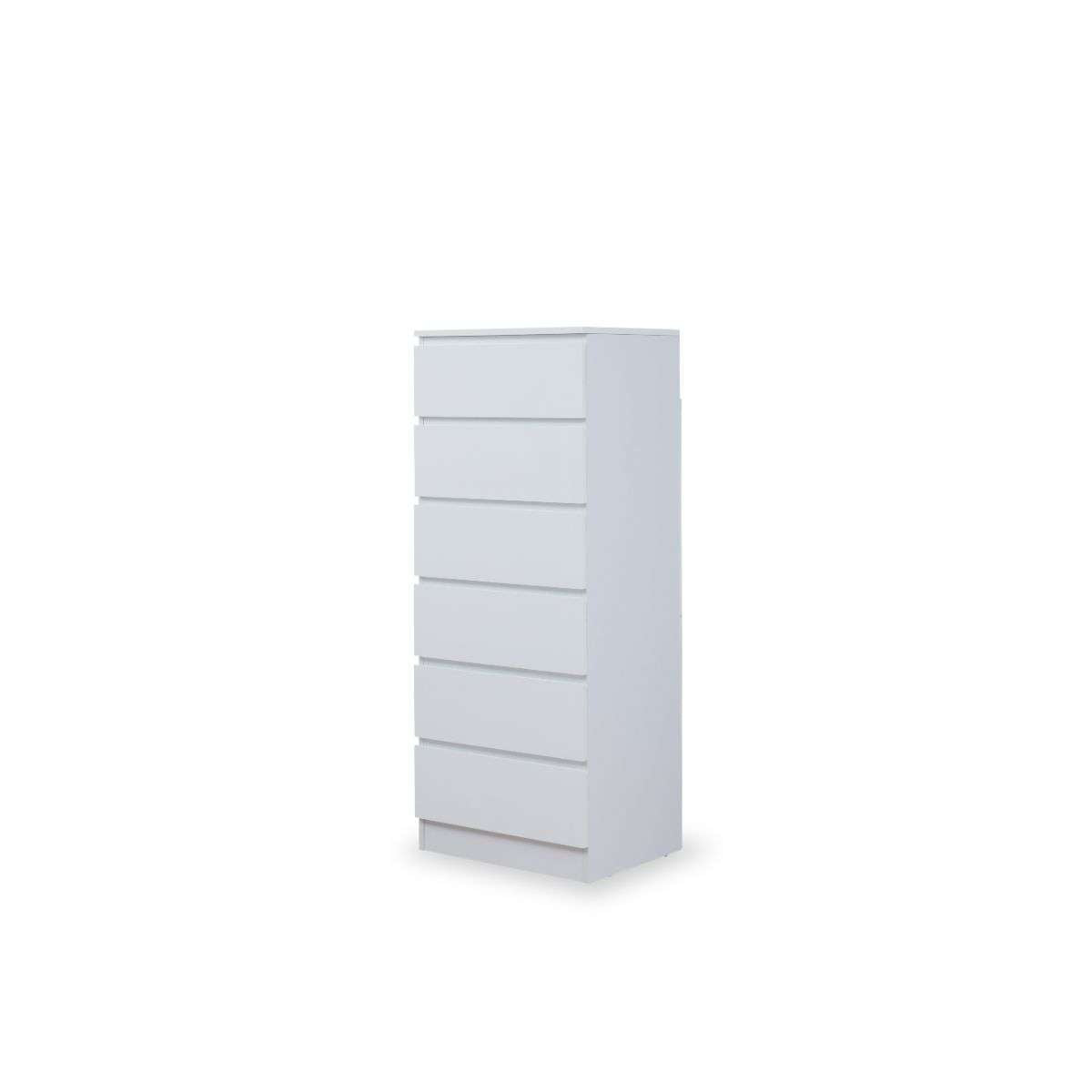 Jolt Six Drawer - Slim - White - Mocka New Zealand