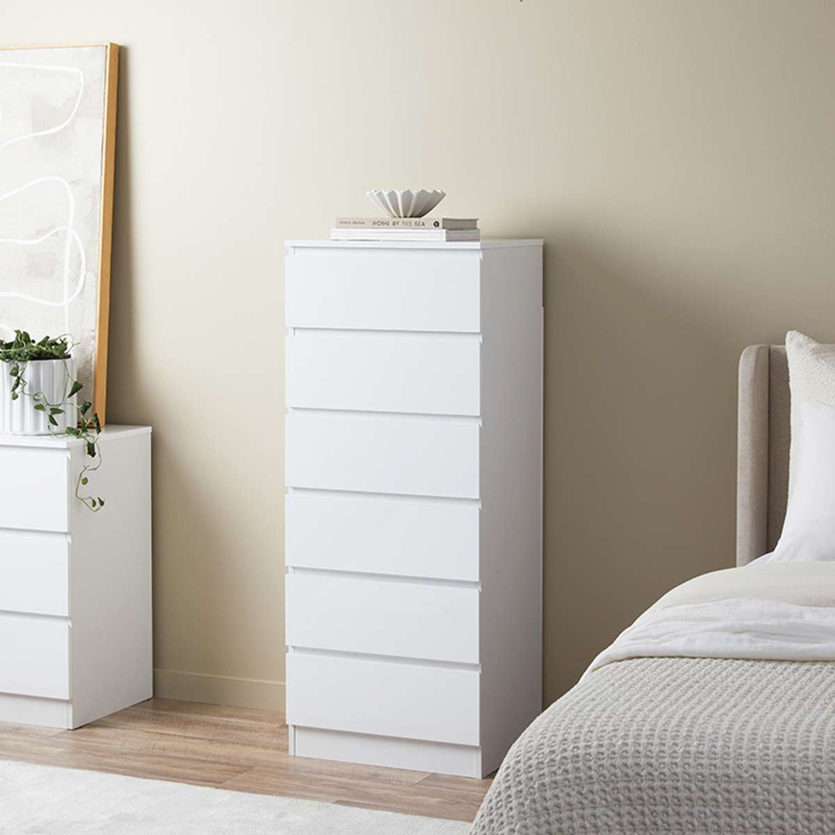Jolt Six Drawer - Slim - White - Mocka New Zealand