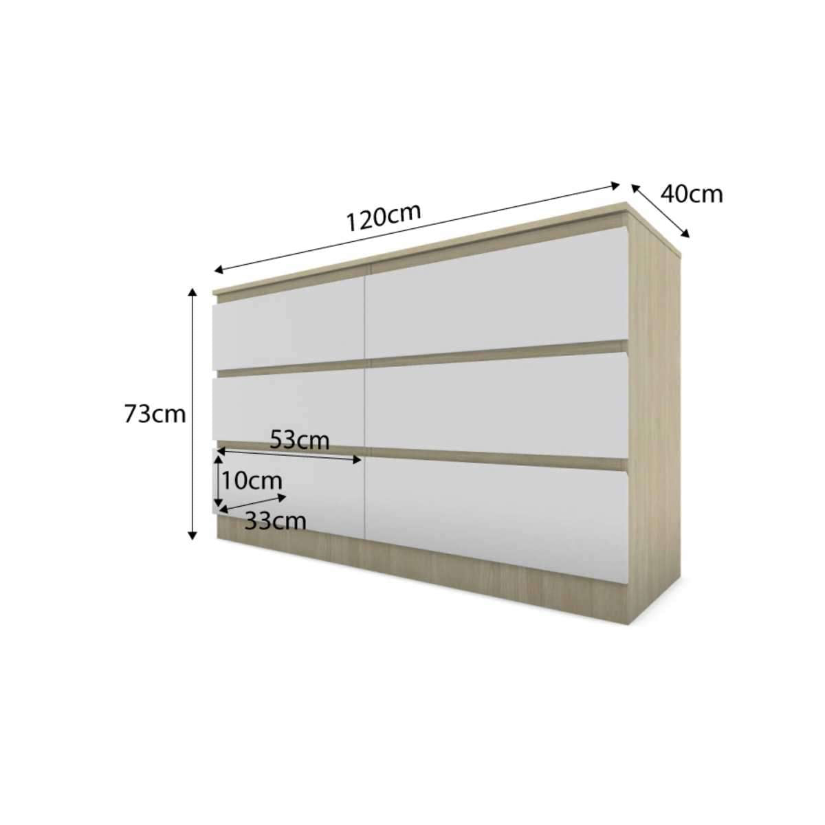 Jolt Six Drawer - Wide - Natural/White - Mocka New Zealand