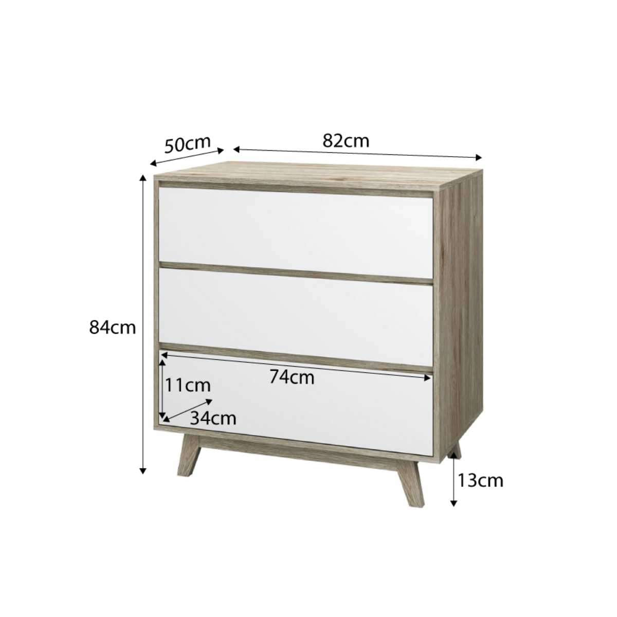 Jesse Three Drawer - Mocka New Zealand