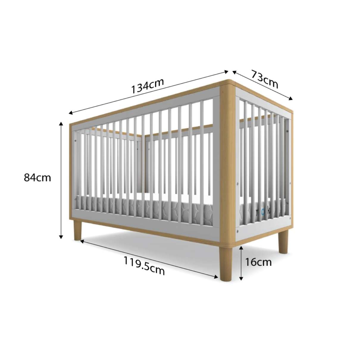 Tahoe Cot - White/Natural - Mocka New Zealand