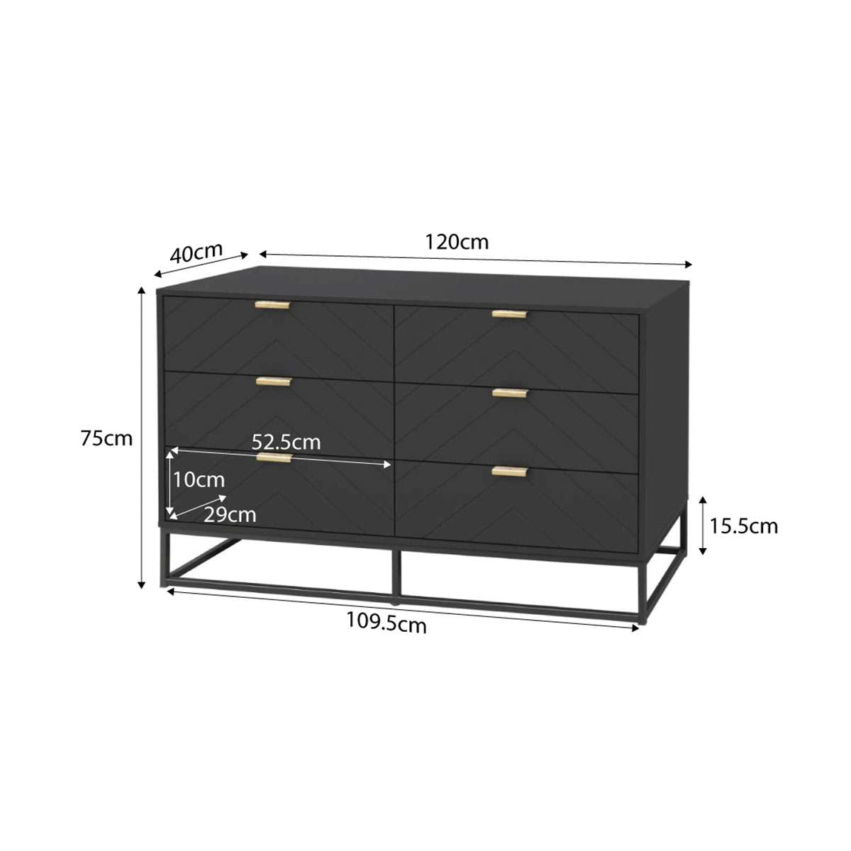 Inca Six Drawer - Black - Mocka New Zealand