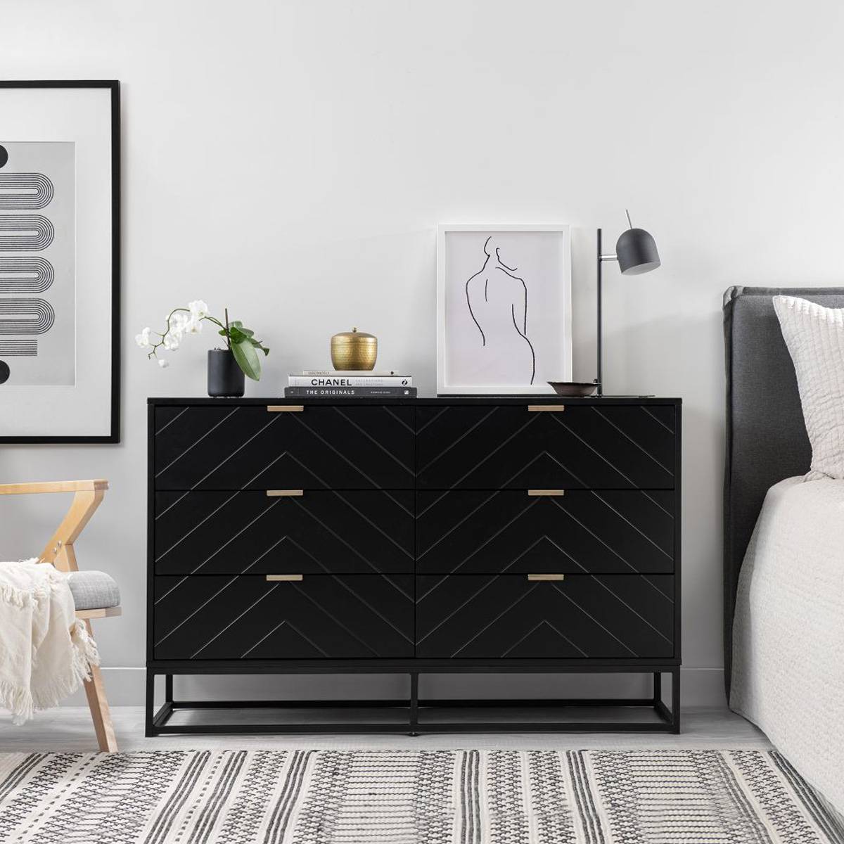 Inca Six Drawer - Black - Mocka New Zealand