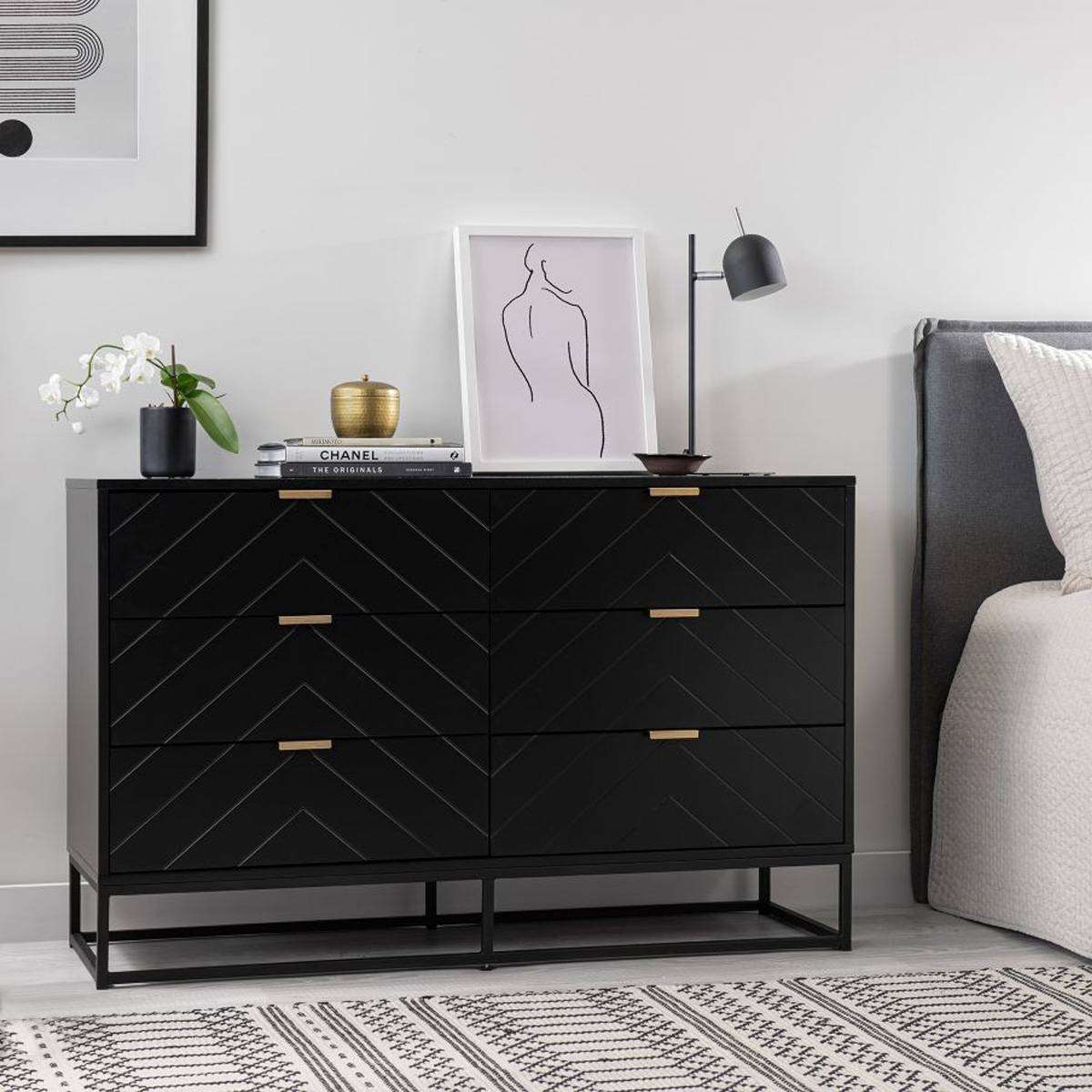 Inca Six Drawer - Black - Mocka New Zealand