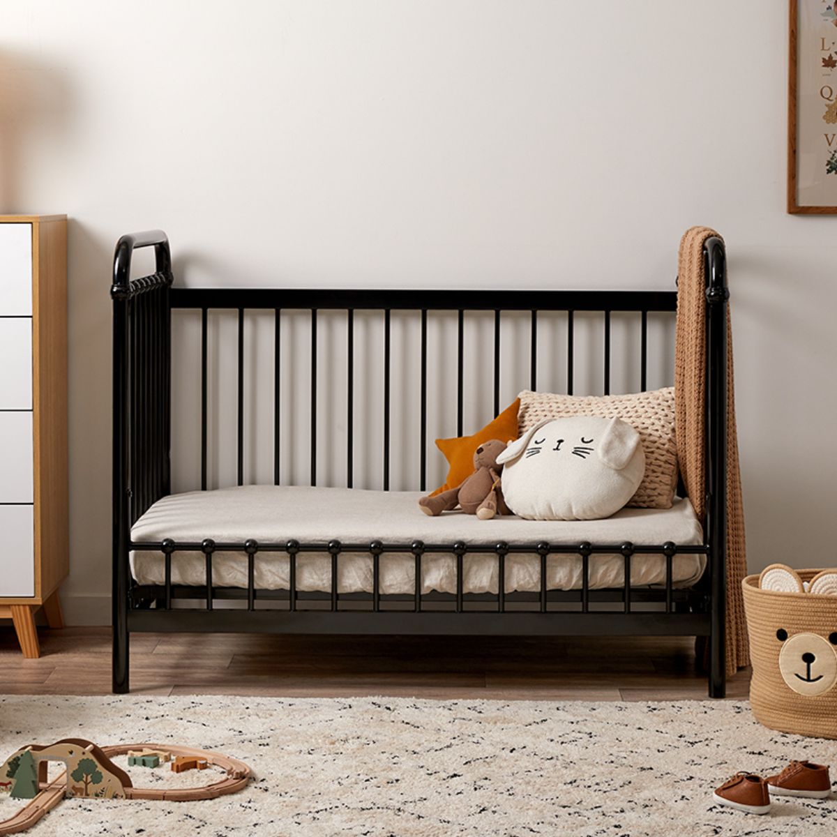 Sonata Cot Toddler Bed Conversion - Black - Mocka New Zealand