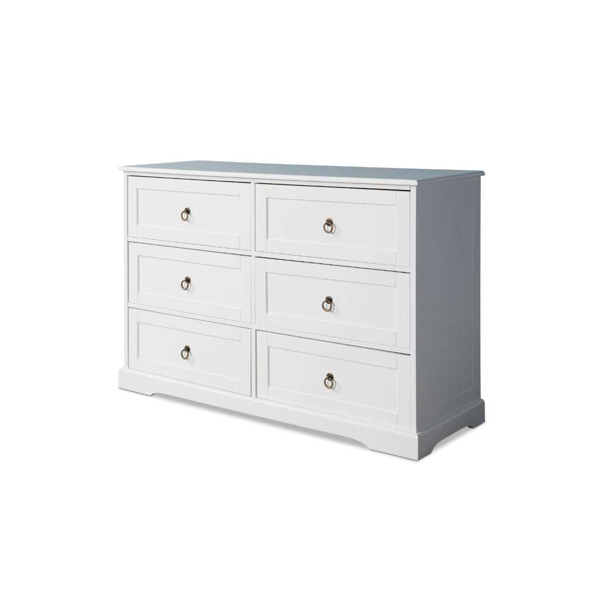 Hamptons Six Drawer - Wide - Mocka New Zealand