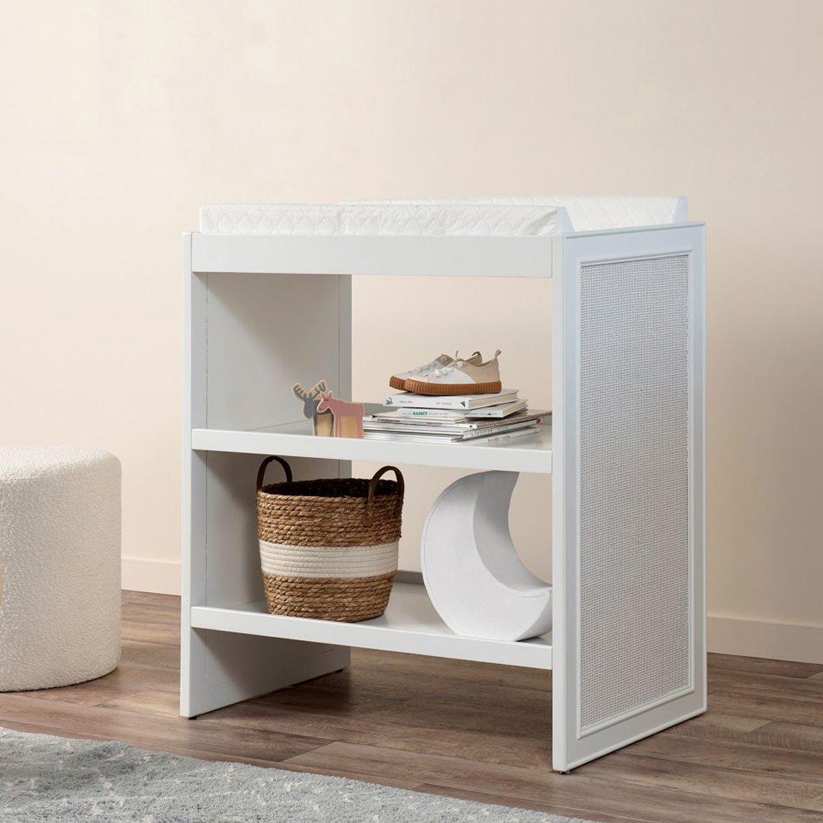 Alexandria Rattan Change Table White Nursery Furniture