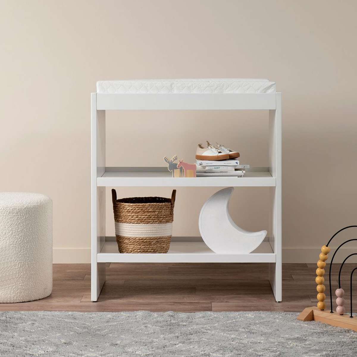 Alexandria Rattan Change Table White Nursery Furniture