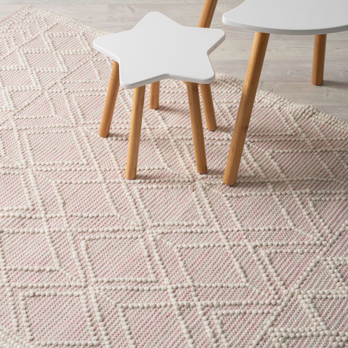 Greta Floor Rug - Natural/Pink - Large - Mocka New Zealand