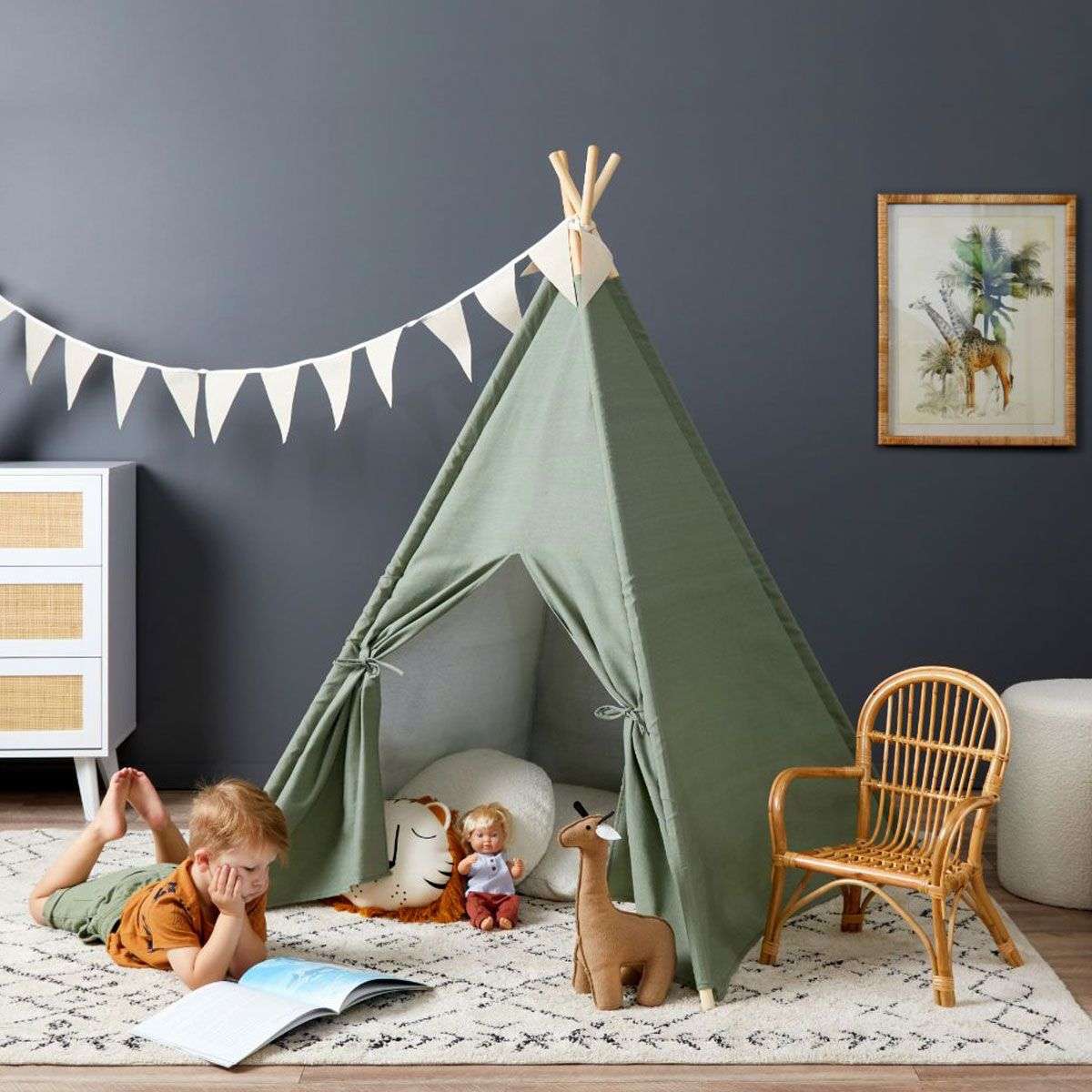 Mocka Henley Teepee - Khaki | Kids Playtime