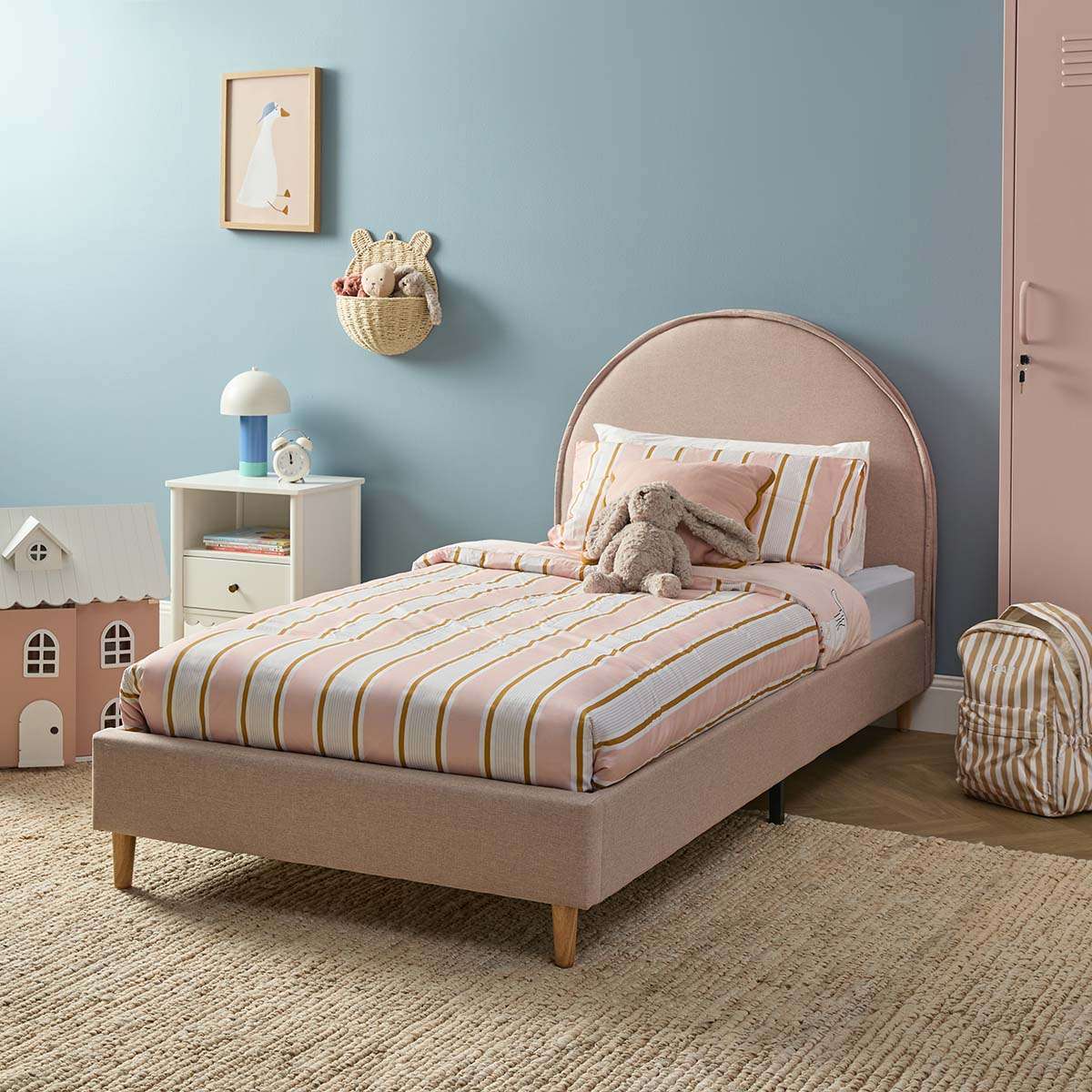 Imogen King Single Bed - Dusty Pink