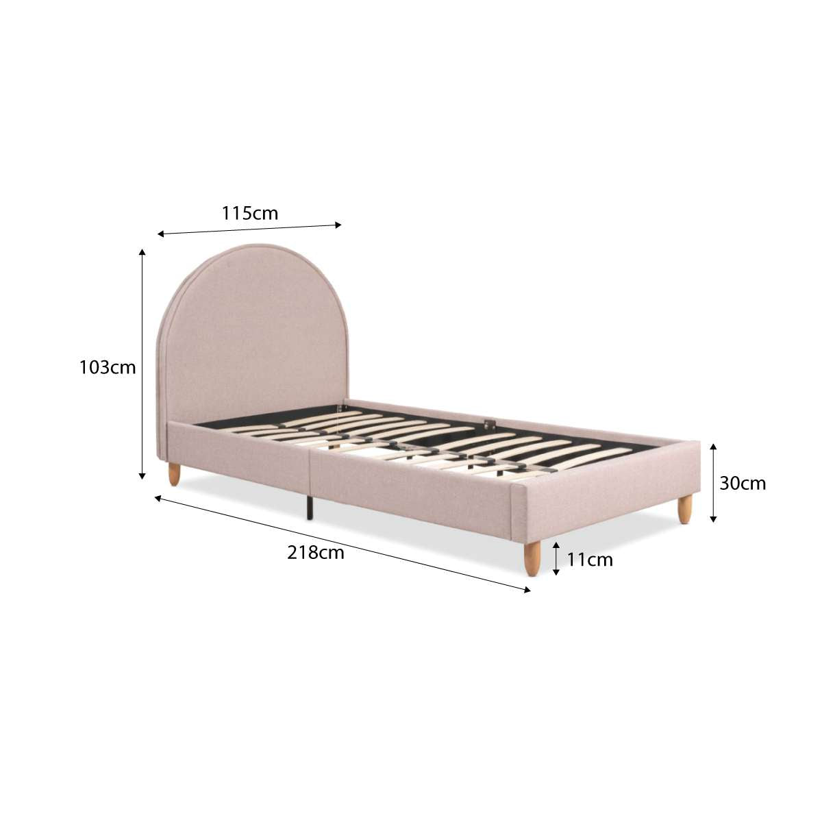 Imogen King Single Bed - Dusty Pink - Mocka New Zealand