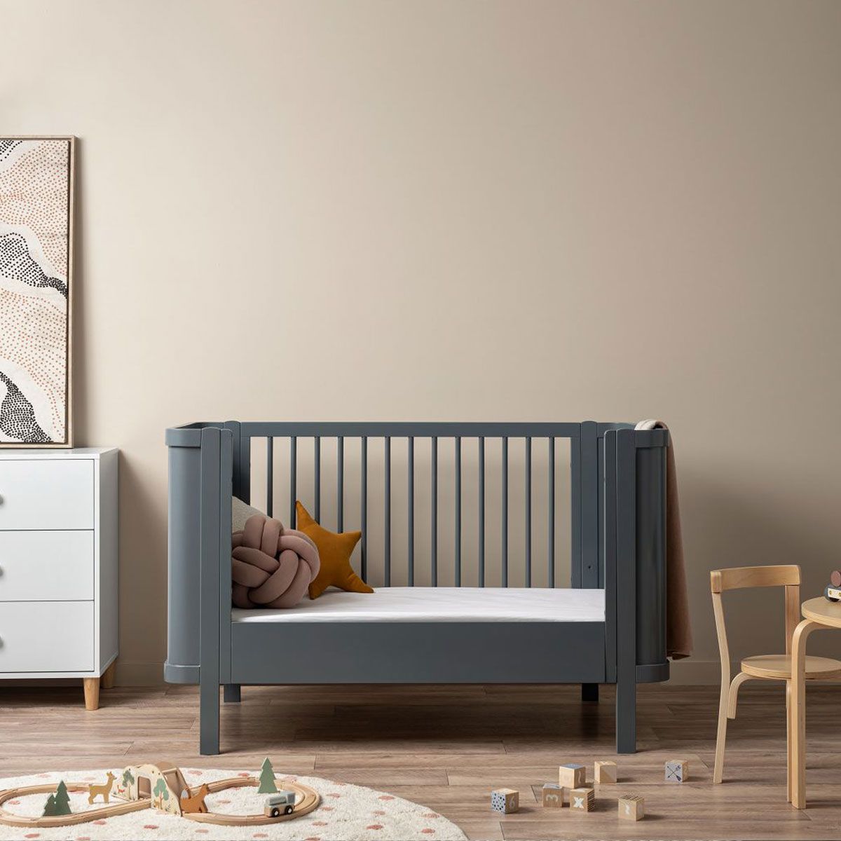 Orlando Cot Toddler Bed Conversion - Charcoal - Mocka New Zealand