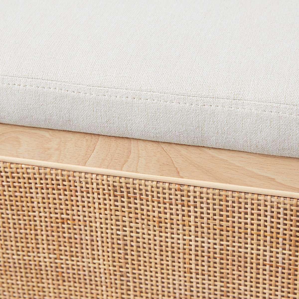 Rattan and Linen Look Storage Box - Natural | Home Furniture