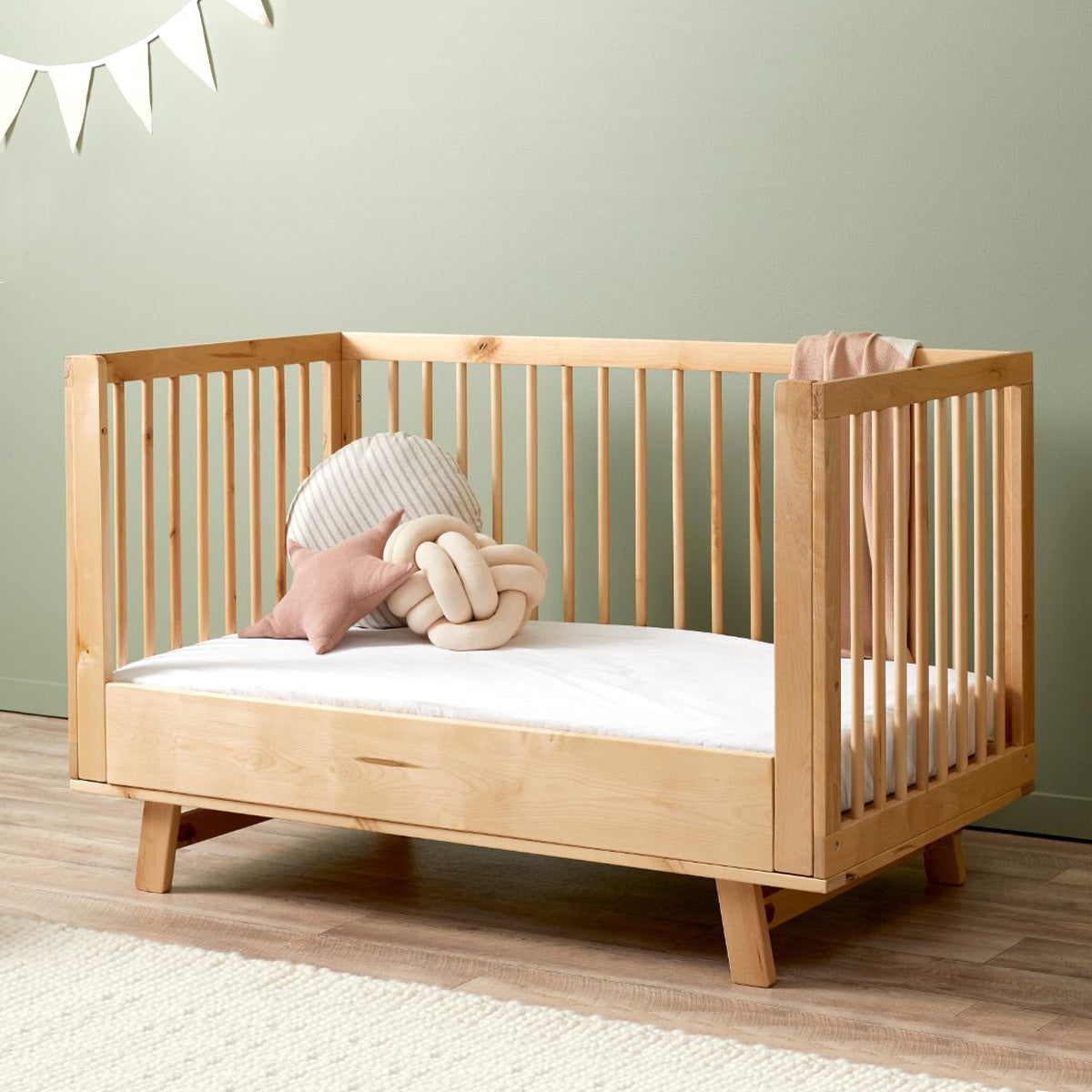 Aspen Cot Toddler Bed Conversion - Natural Birch - Mocka New Zealand