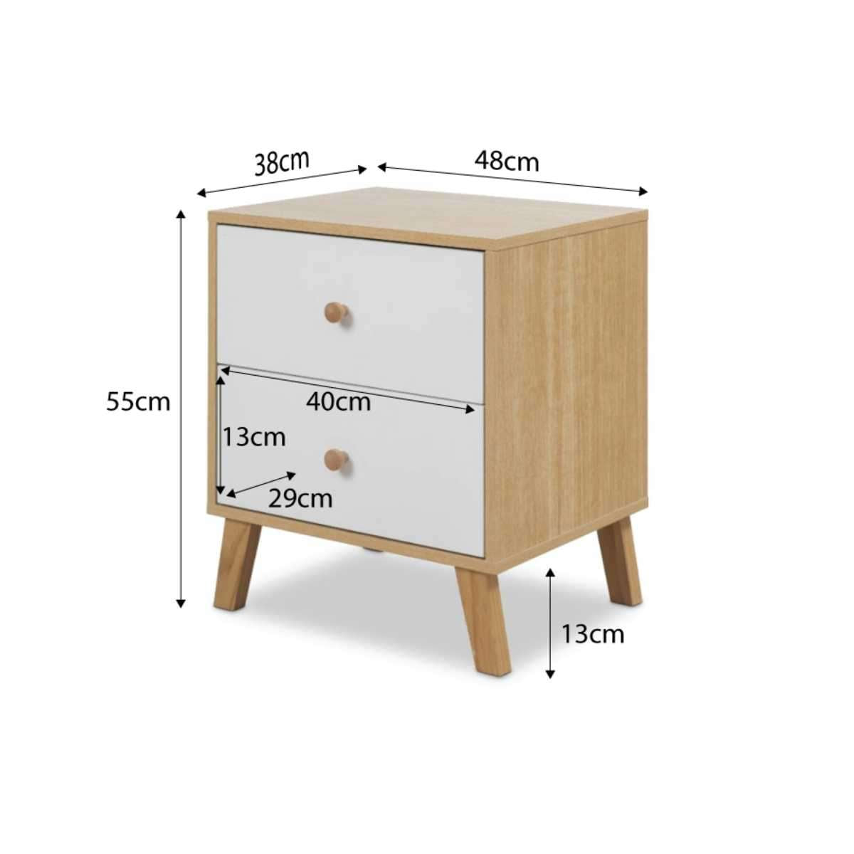 Aspen Bedside Table - White/Natural - Mocka New Zealand