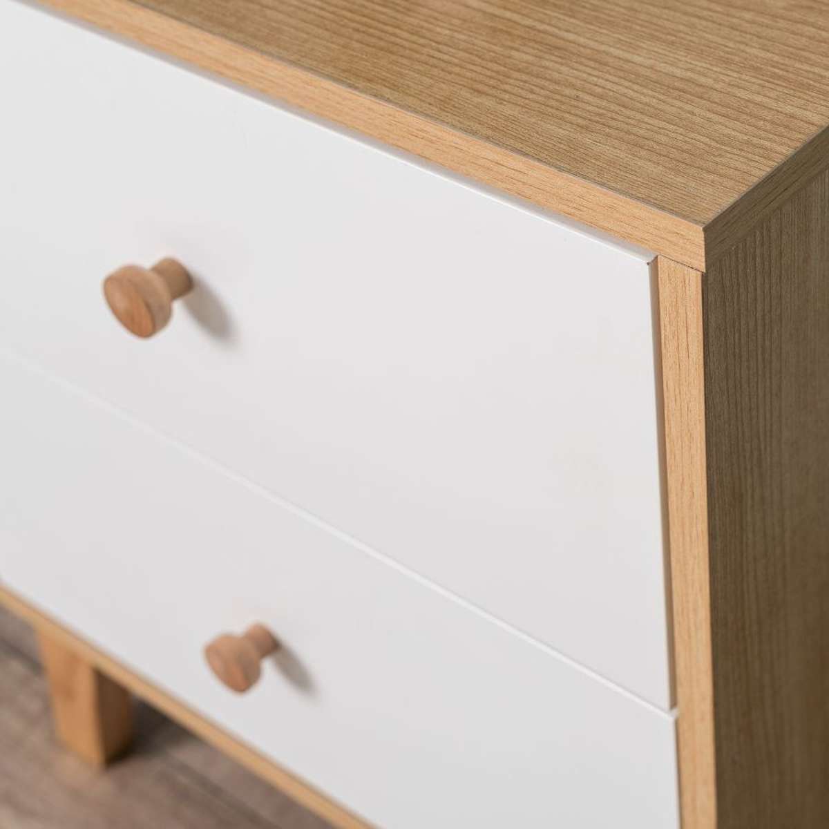 Aspen Bedside Table - White/Natural - Mocka New Zealand