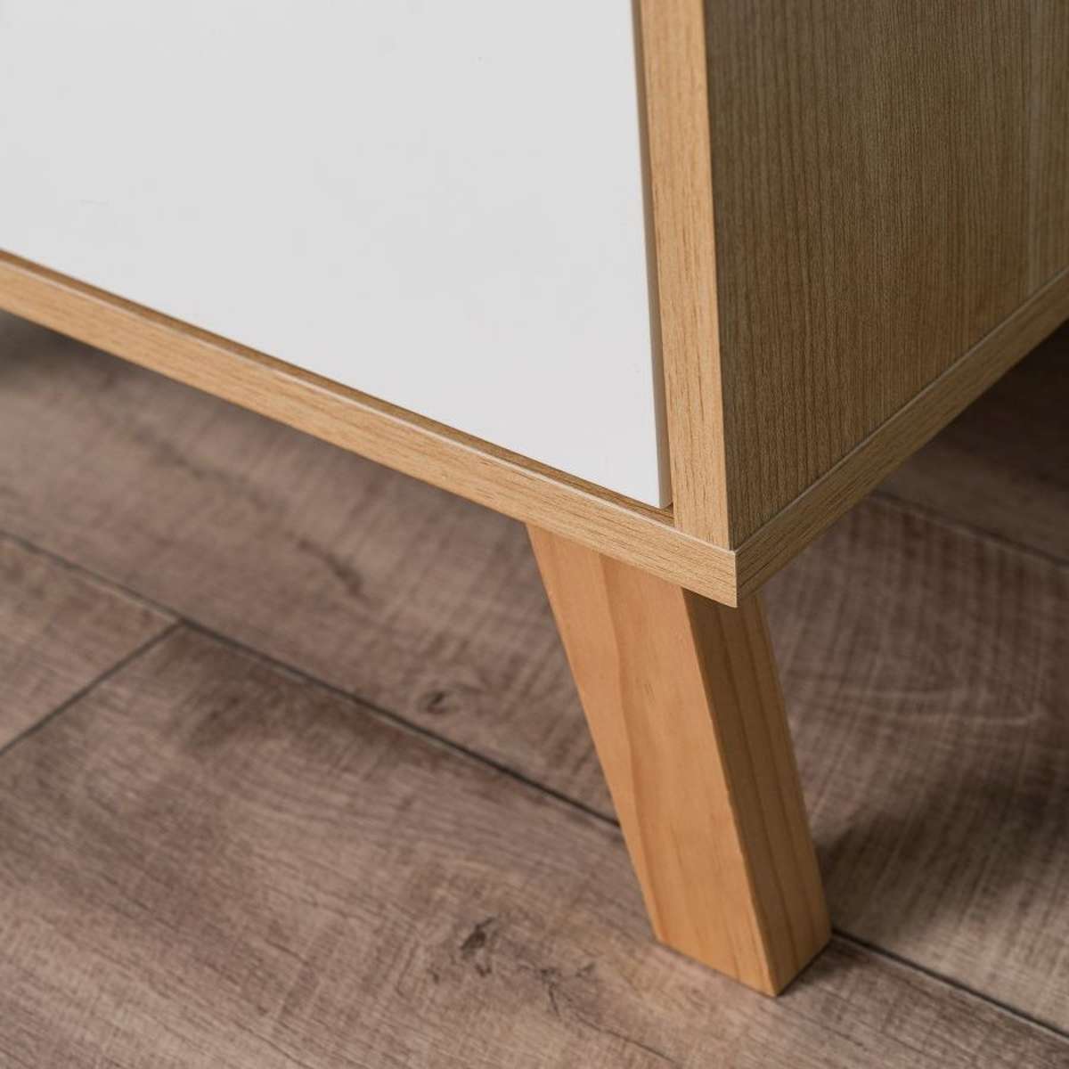 Aspen Bedside Table - White/Natural - Mocka New Zealand