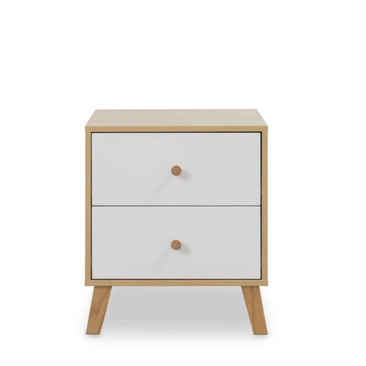 Aspen Bedside Table - White/Natural - Mocka New Zealand