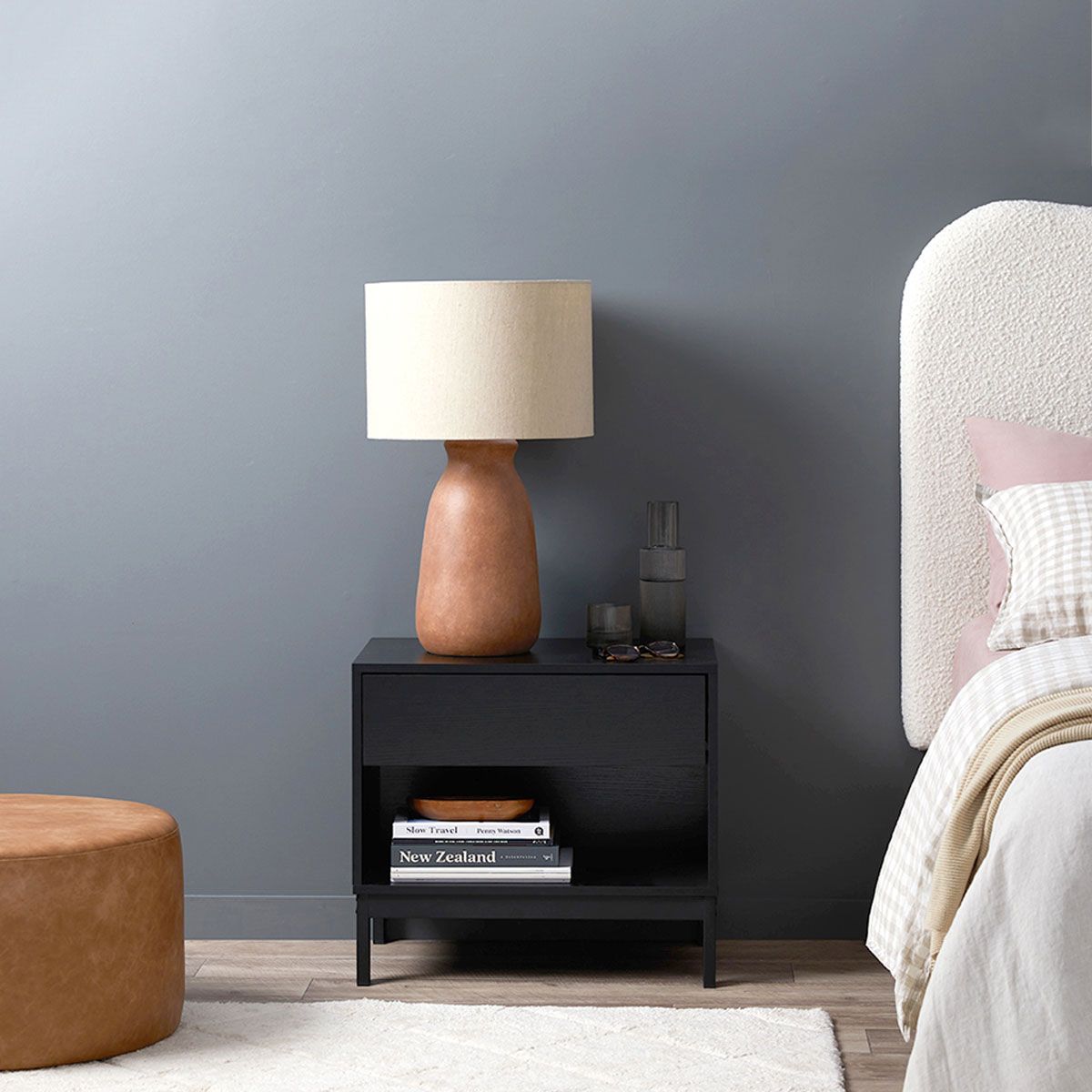 Zander Bedside Table - Black - Mocka New Zealand