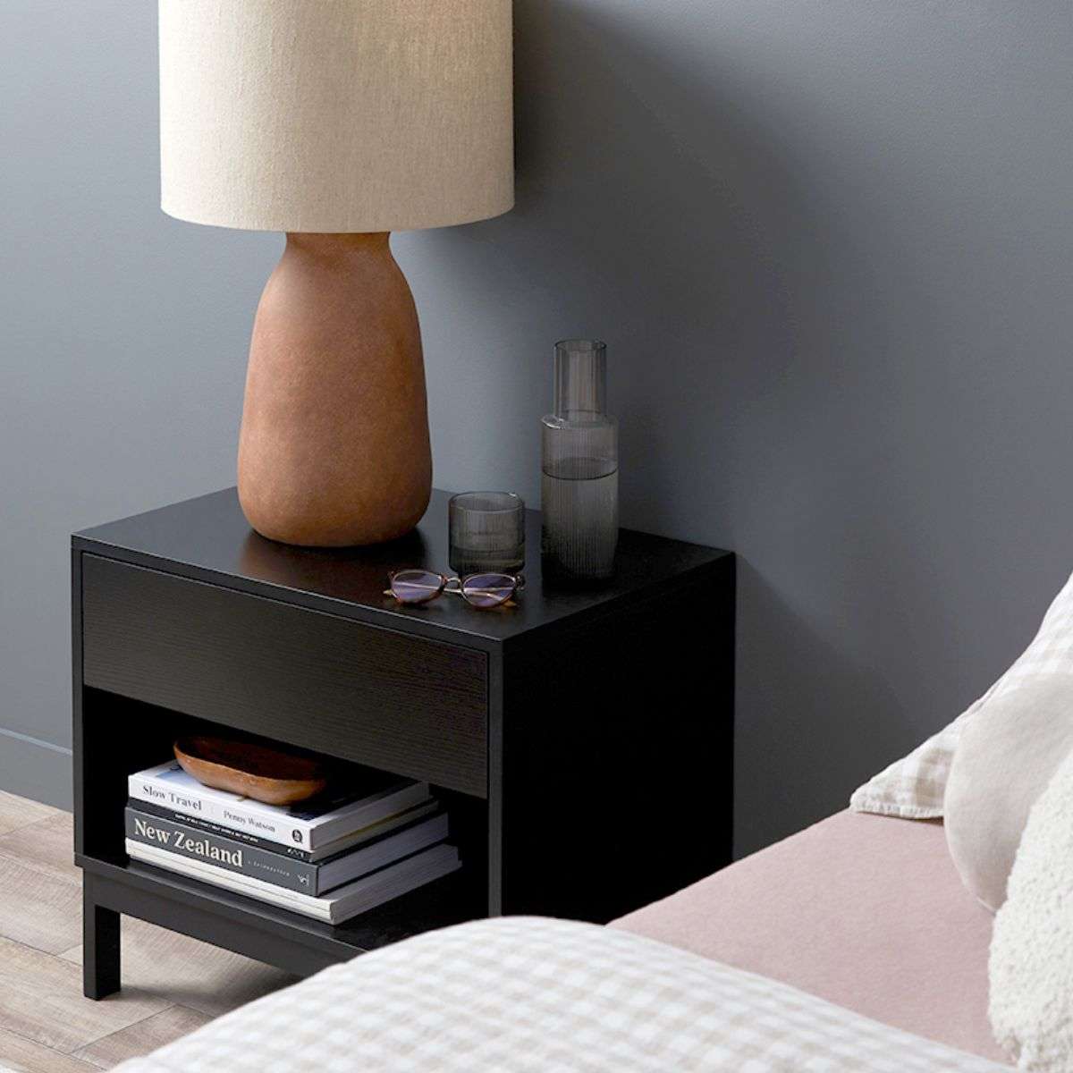 Zander Bedside Table - Black - Mocka New Zealand
