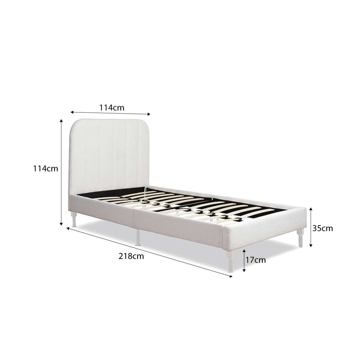 Belinda Boucle Teddy King Single Bed - Ivory - Mocka New Zealand