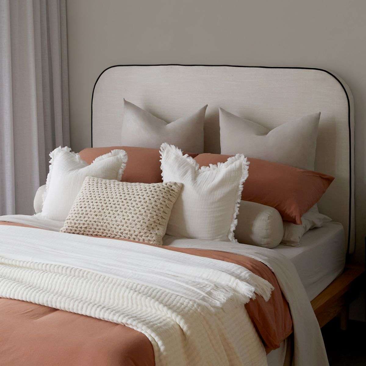 Molly Fringed Cotton Throw Blanket - Ivory - Mocka New Zealand