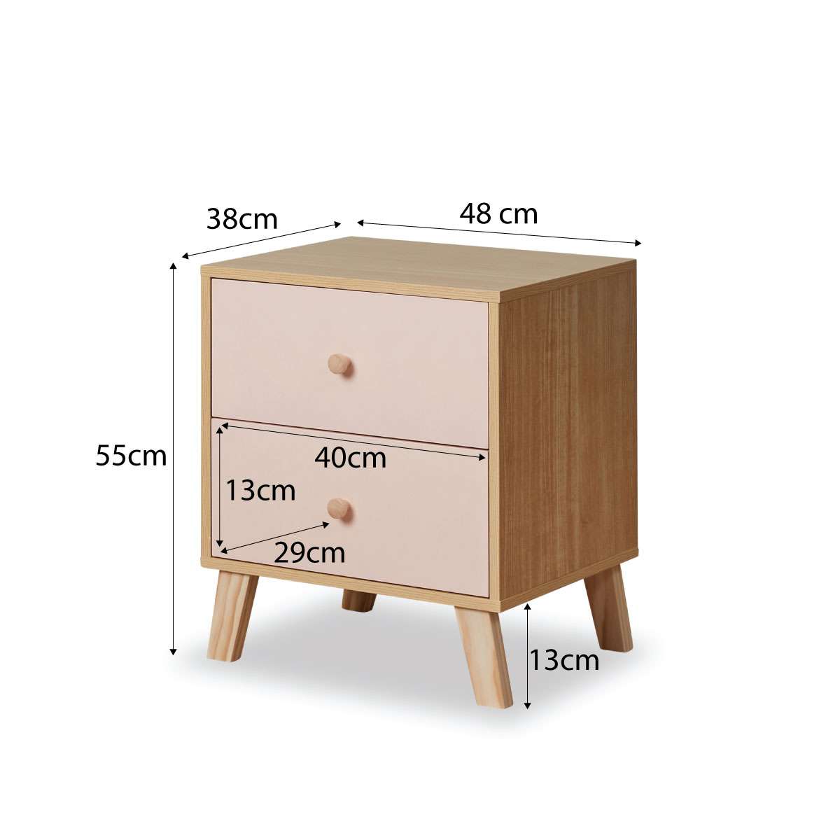 Aspen Bedside Table - Pink - Mocka New Zealand