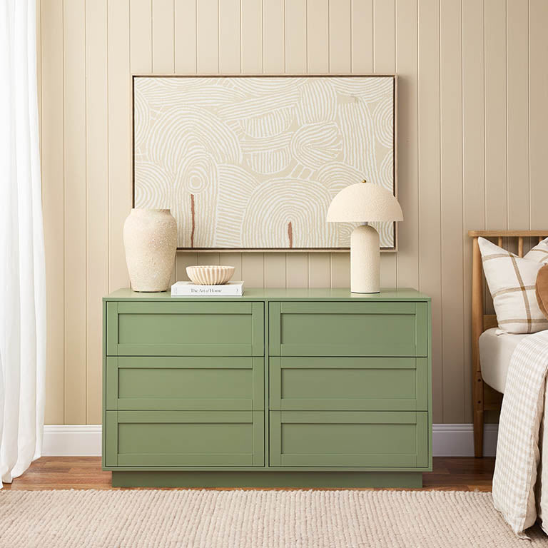 Eros Six Drawer - Sage Green - Mocka New Zealand