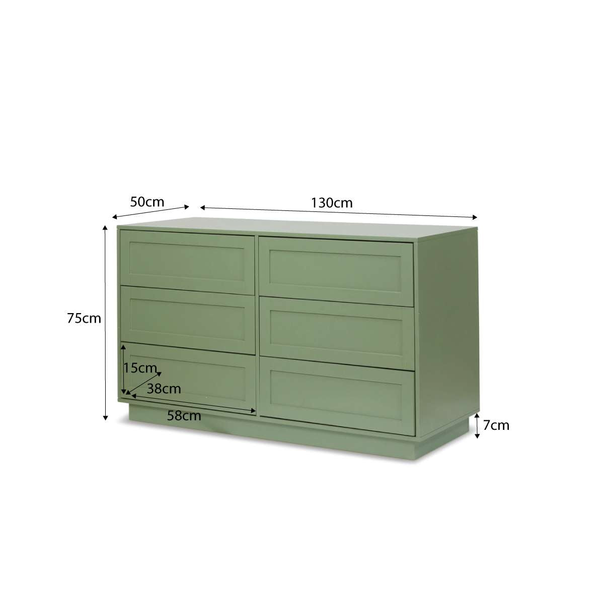 Eros Six Drawer - Sage Green - Mocka New Zealand