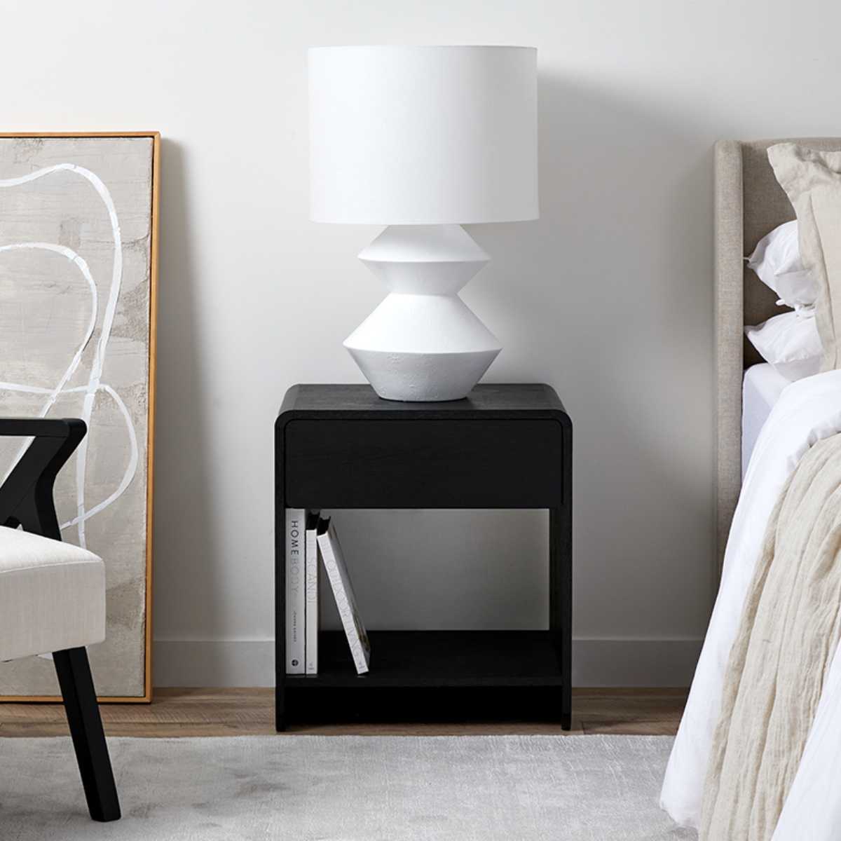Owen Bedside Table - Black | Bedroom Furniture | Mocka NZ Owen Bedside Table - Black | Bedroom Furniture | Mocka NZ