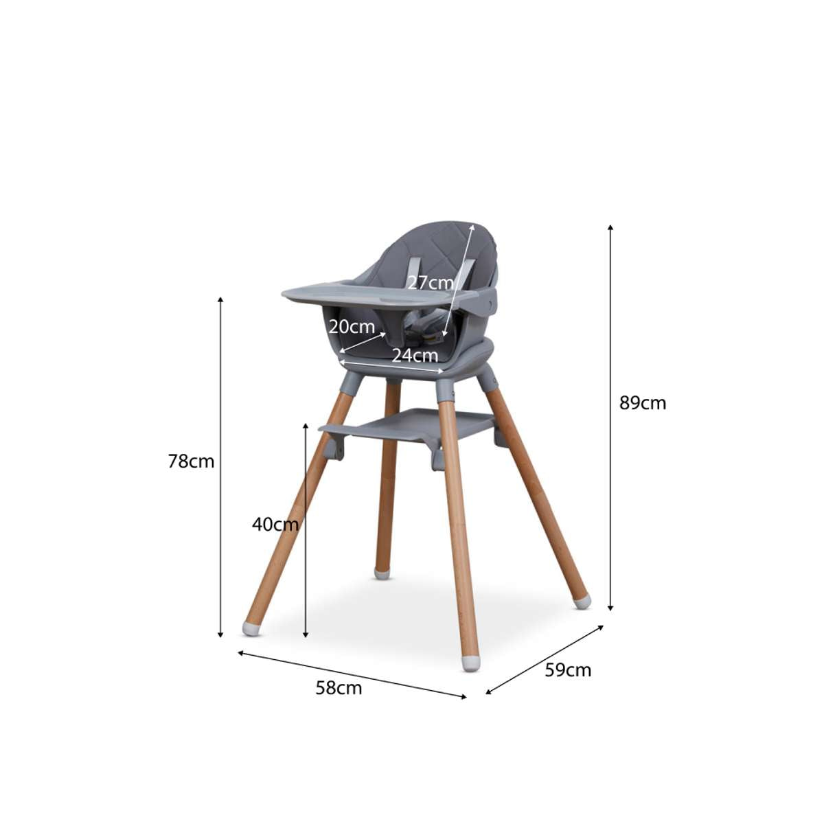 Macey 3-in-1 Highchair - Grey - Mocka New Zealand