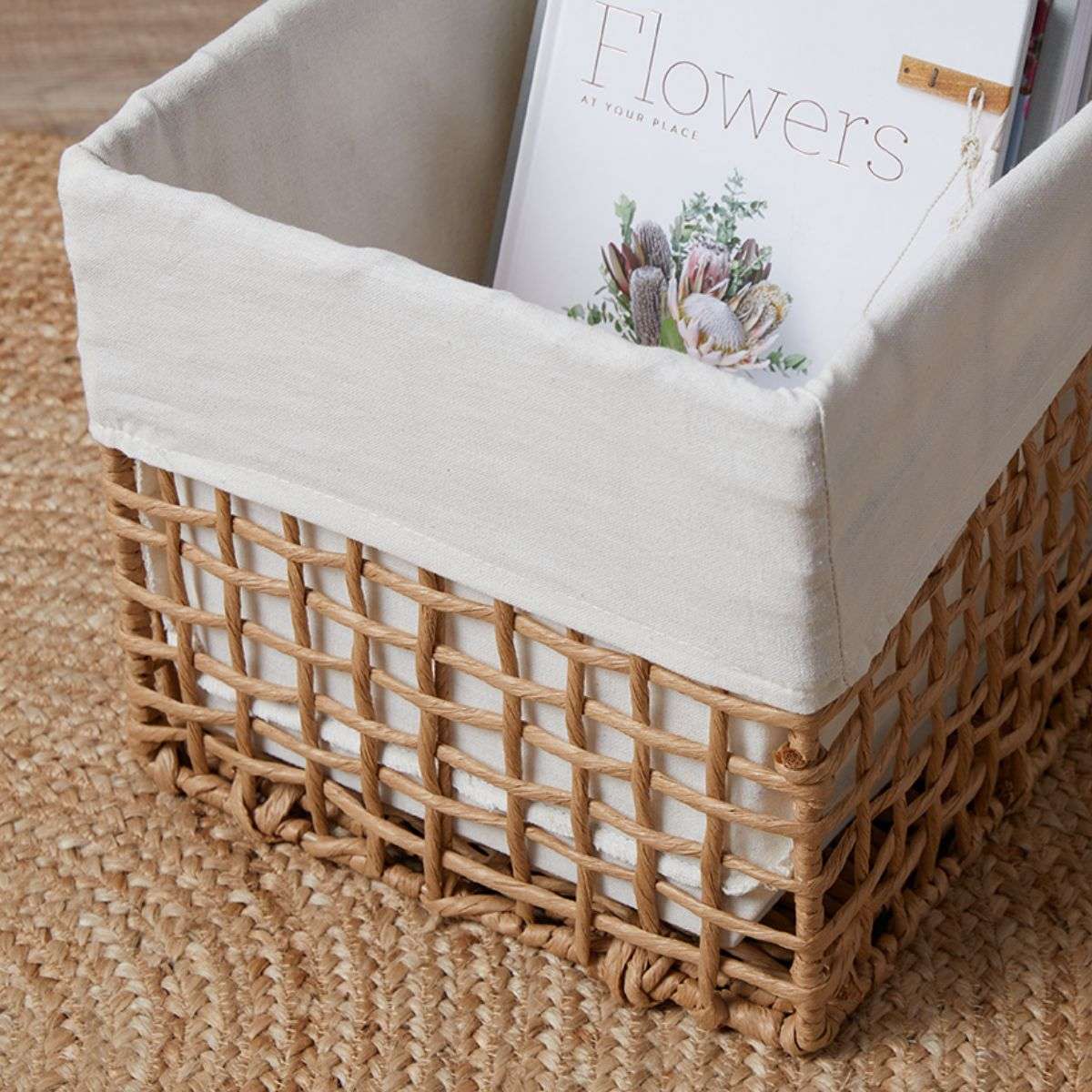 Rattan Look Cube Basket | Modern Functionality | Mocka NZ
