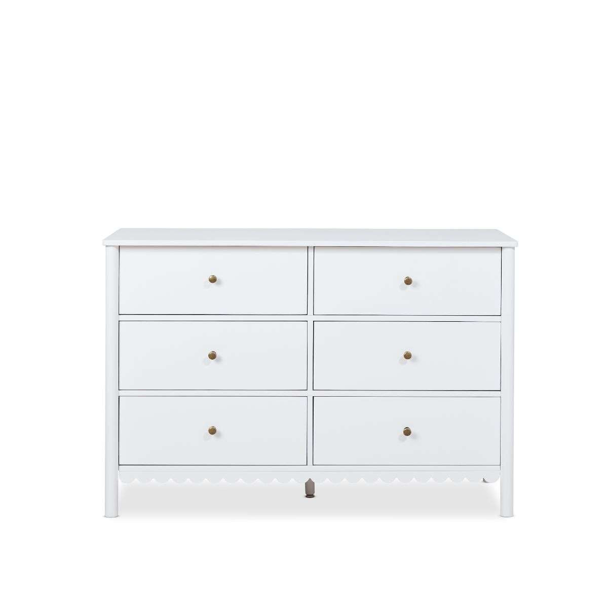 Maisie Scalloped Six Drawer - White - Mocka New Zealand