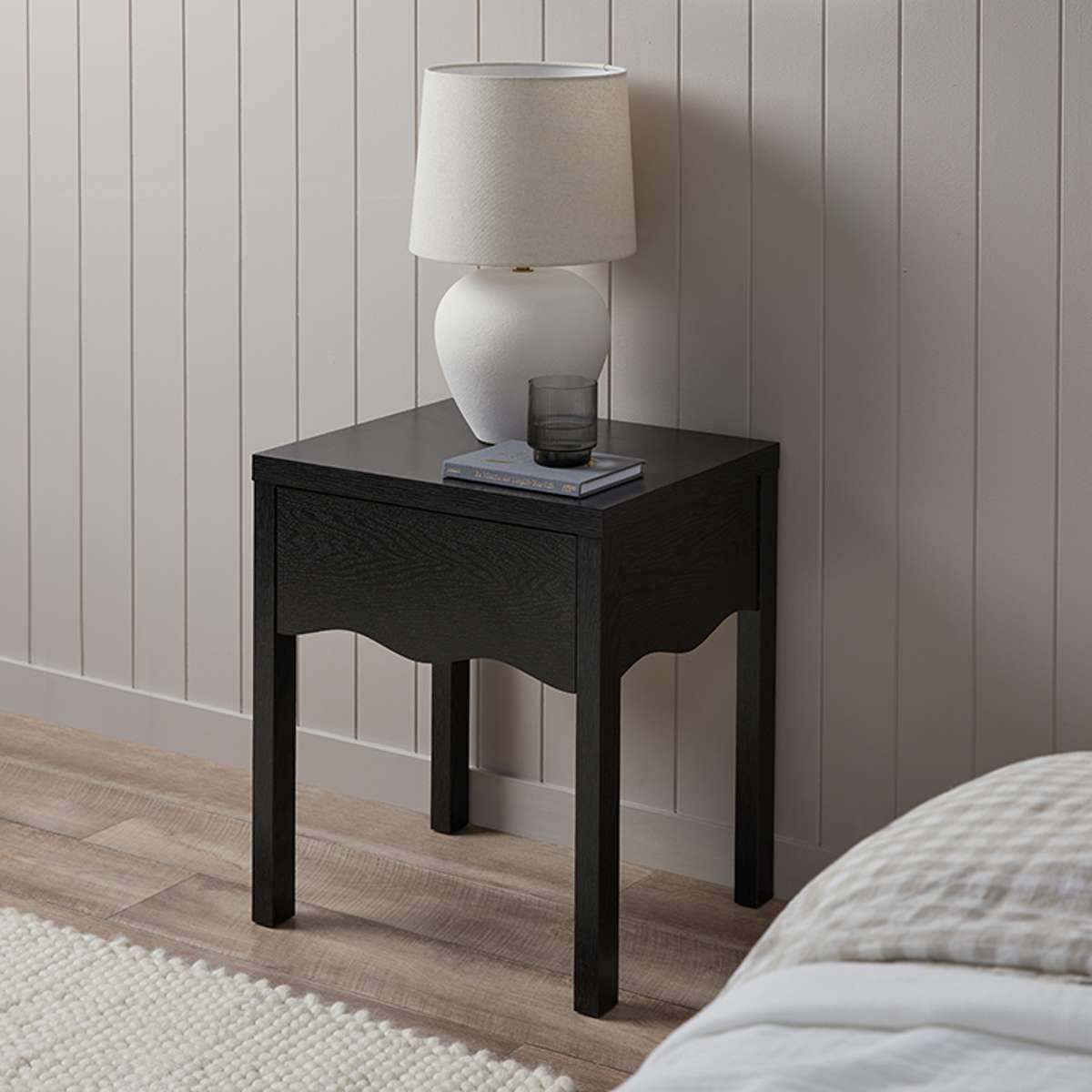 Malena Bedside Table - Black - Mocka New Zealand