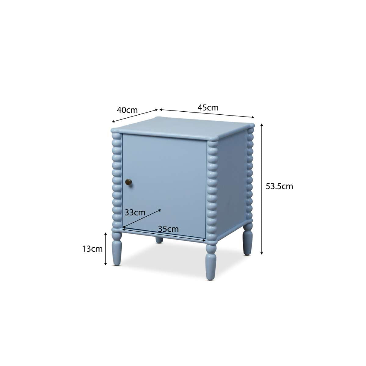 Betti Bobbin Bedside Table - Ice Blue - Mocka New Zealand